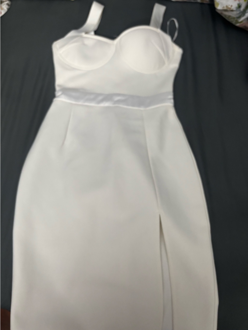 Fashion Nova Strapless White Midi Dress